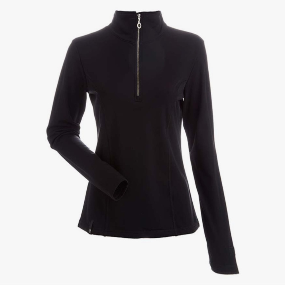 NILS 1/4 Zip Black Long Sleeve Top Jacket Stretchy Size M Winter Warm Layer Snow
